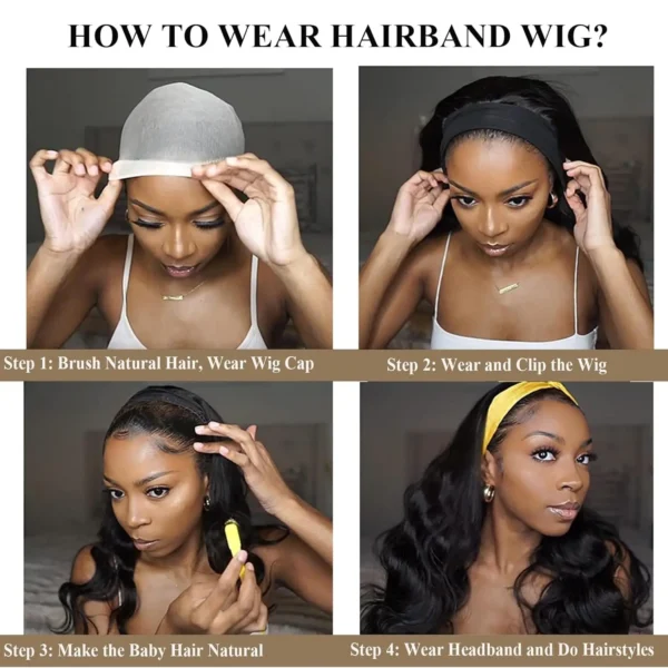 Waviii Luxe – Headband Wig – Body Wave Long Human Hair - Image 4