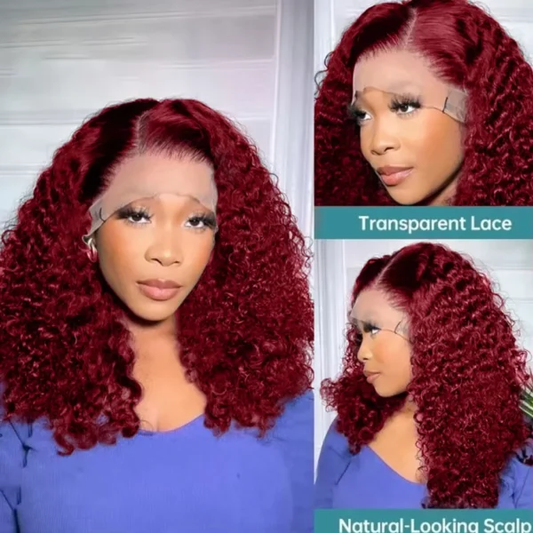 Waviii Luxe – Lace Front Wig – Short Human Hair 99J Burgundy Short Bob - Image 5