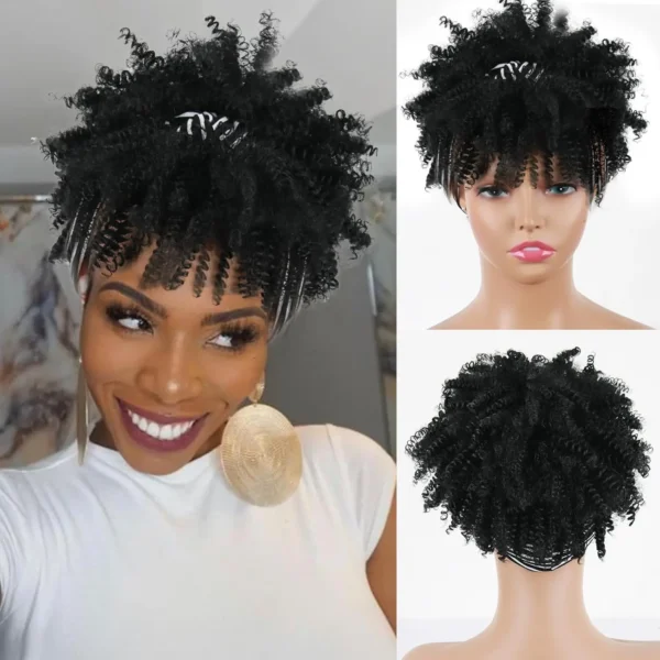 Waviii Luxe – Headband Wig – Short Human Hair with headscarf and tassel - Image 2