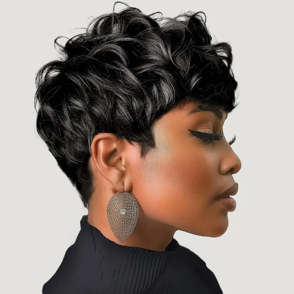 Waviii Luxe – Short Curly Wig – Synthetic Hair layered style - Image 3