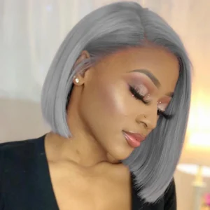 Waviii Luxe – Bob Lace Front Wig – Short Human Hair Gray/Blonde
