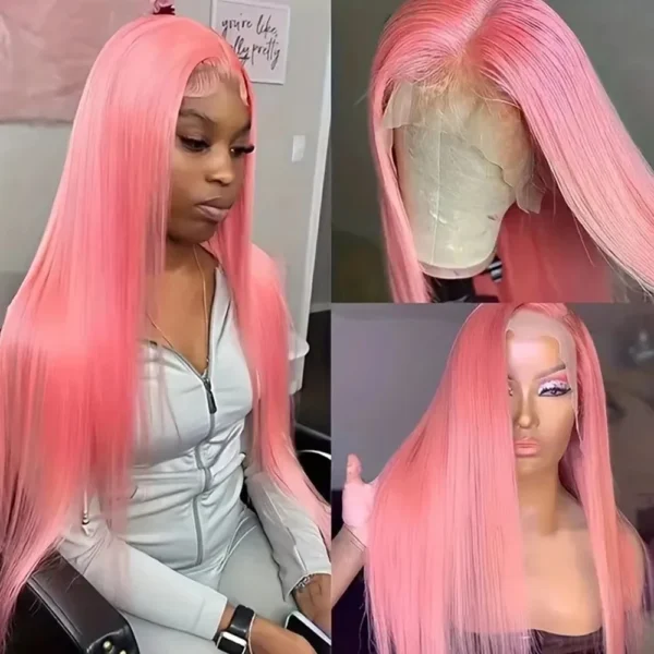 Waviii Luxe – Lace Front Wig – Long Human Hair Pink color - Image 2