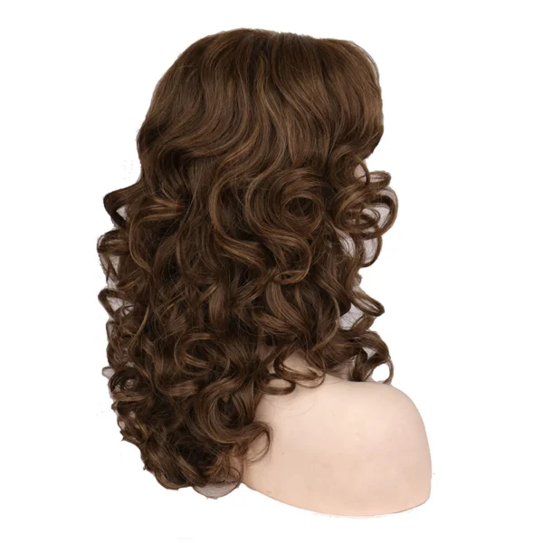 Waviii Luxe – Medium Curly Wig – Synthetic Hair Gold color 80s style - Image 4