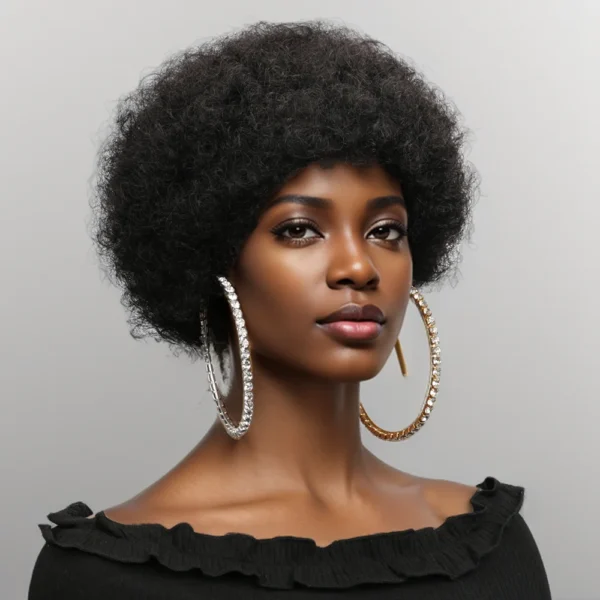 Waviii Elegance – Afro Puff Curly Bob – Human Hair 4 Colors