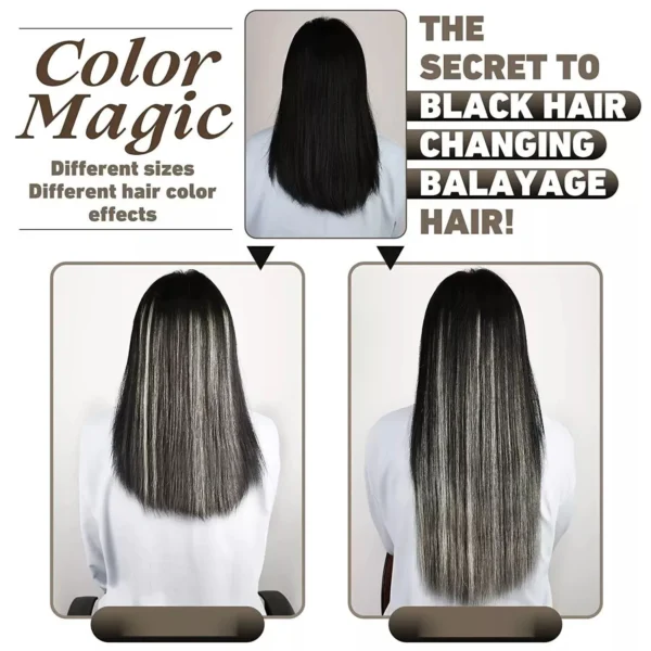 Hair Extension Real Human Hair Silver Grey Straight - Image 2