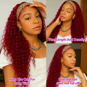 Waviii Glam – Headband Wig – Long Human Hair Reddish Brown