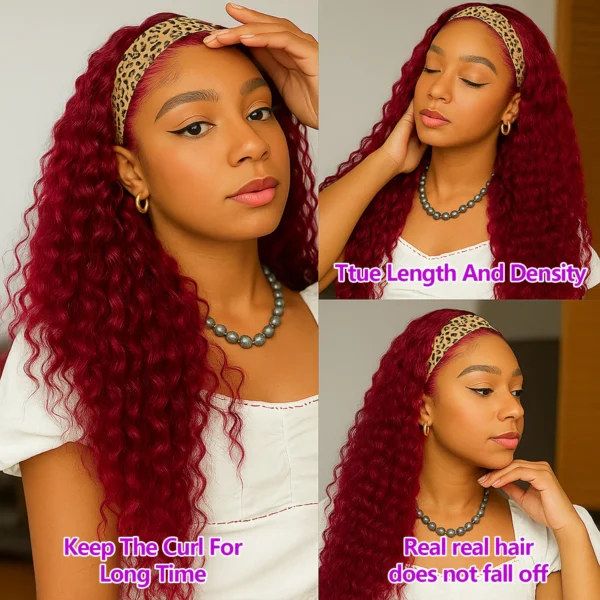 Waviii Glam – Headband Wig – Long Human Hair Reddish Brown
