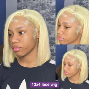 Waviii Luxe – Lace Front Wig – Medium Human Hair Straight Blonde