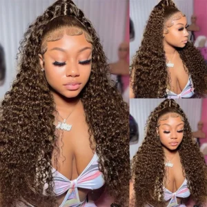Waviii Luxe – Long Curly/Wavy Wig – Human Hair Chocolate Dark Brown