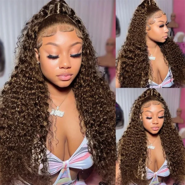 Waviii Luxe – Long Curly/Wavy Wig – Human Hair Chocolate Dark Brown