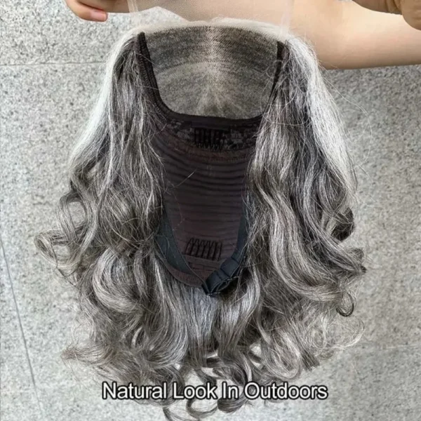 Waviii Luxe – Short Bob Wig – Human Hai Sliver Gray - Image 4