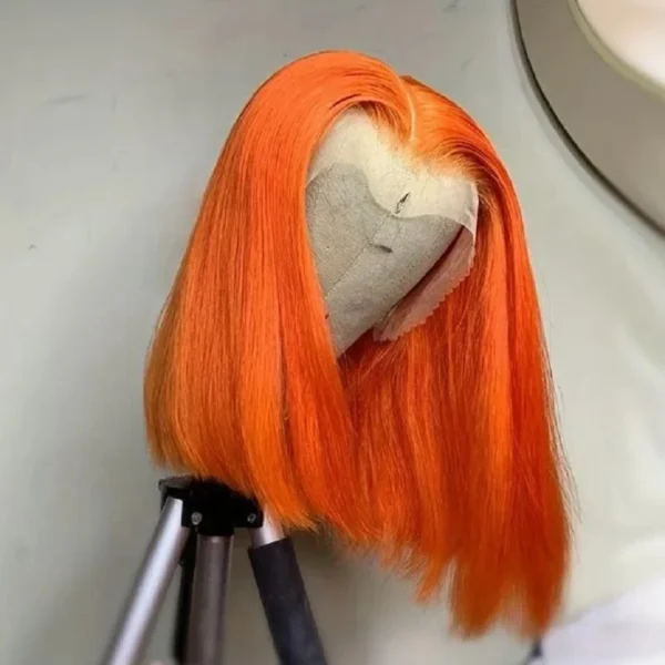 Waviii Luxe – Short Bob Wig – Short Human Hair Lace Front  Ginger Orange - Image 3