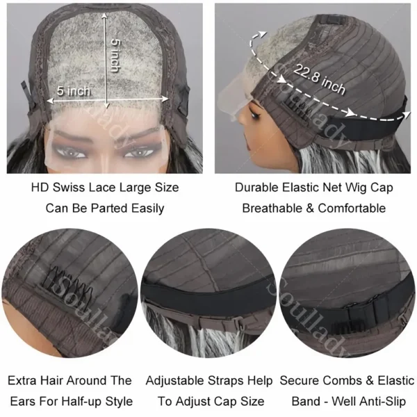Waviii Luxe – Short Curly Wig – Human Hair Gray - Image 5