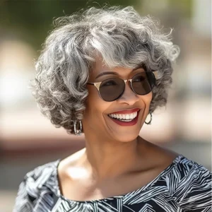 Waviii Luxe – Short Curly Wig – Human Hair Gray