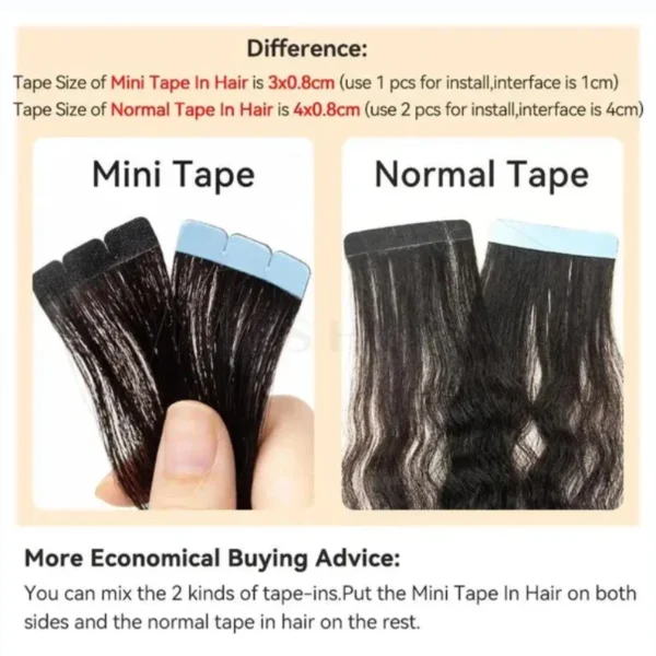 Hair Extension Mini Tape Human Hair Natural Tape - Image 5
