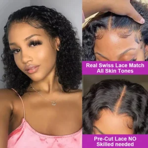 Waviii Elegance – Short Bob Wig – Human Hair Deep Water Wave Lace Frontal