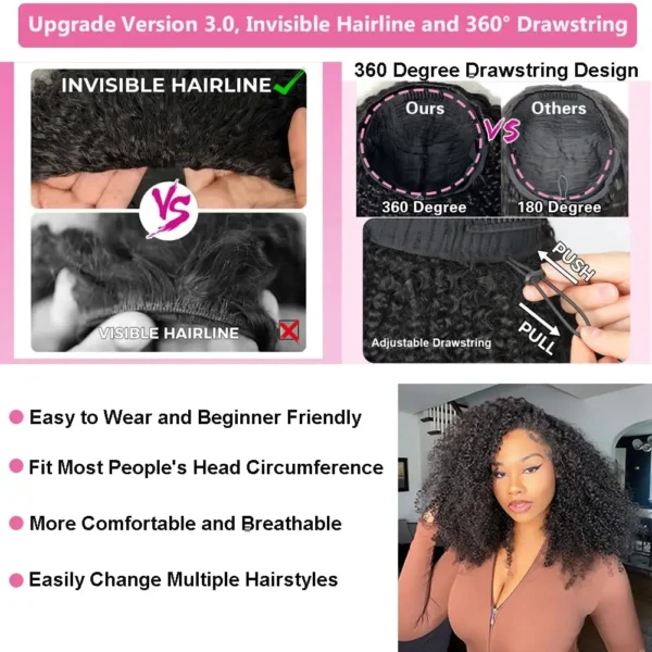Waviii Glam – Short Half Wig – Human Hair Flip Over - Image 4
