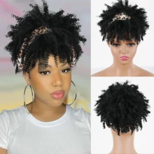 Waviii Luxe – Headband Wig – Short Human Hair with headscarf and tassel