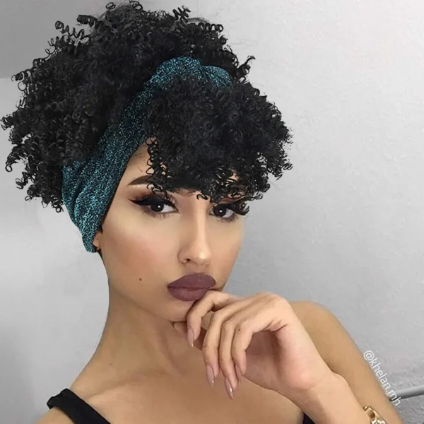 Waviii Luxe – Headband Wig – Short Human Hair with headscarf and tassel - Image 3