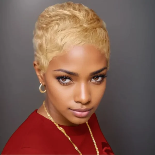 Waviii Luxe – Short Pixie Wig – Human Hair Blonde - Image 3