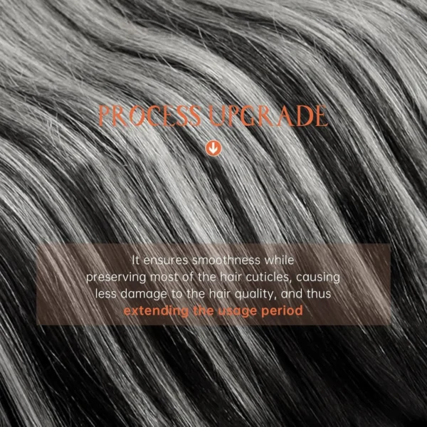 Hair Extension Real Human Hair Silver Grey Straight - Image 5