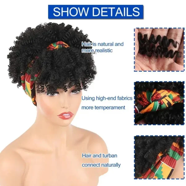 Waviii Luxe – Short Bob Wig – Synthetic Hair with headscarf and tassel - Image 4