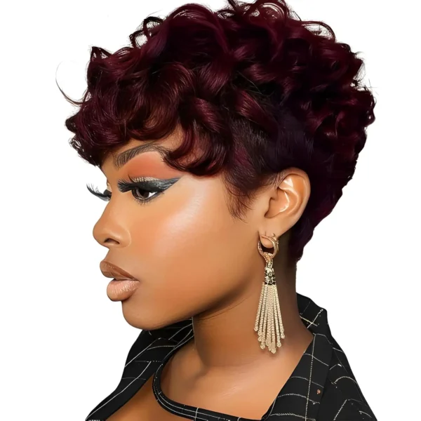 Waviii Luxe – Short Curly Wig – Synthetic Hair layered style - Image 6