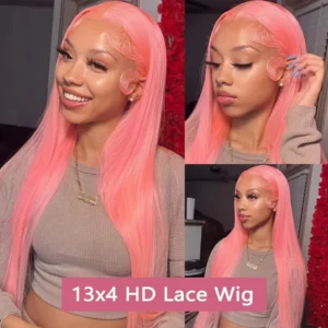 Waviii Luxe – Lace Front Wig – Long Human Hair Pink color