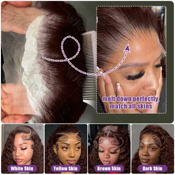Waviii Luxe – Long Curly/Wavy Wig – Human Hair Chocolate Dark Brown - Image 4