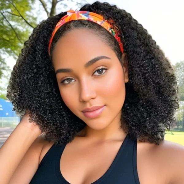 Waviii Luxe – Headband Wig – Short Human Hair Kinky Curly - Image 3