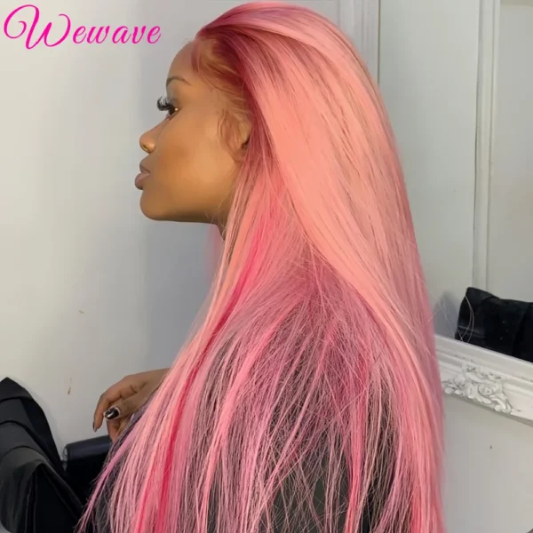 Waviii Luxe – Lace Front Wig – Long Human Hair Pink color - Image 6