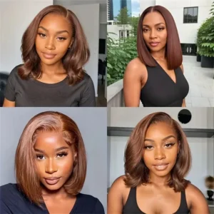 Waviii Glam – Short Straight Wig – Human Hair Chocolate Brown