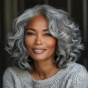 Waviii Luxe – Short Bob Wig – Human Hai Sliver Gray