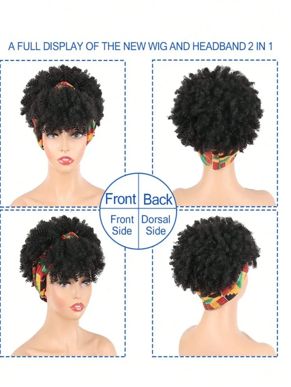 Waviii Luxe – Short Bob Wig – Synthetic Hair with headscarf and tassel - Image 3