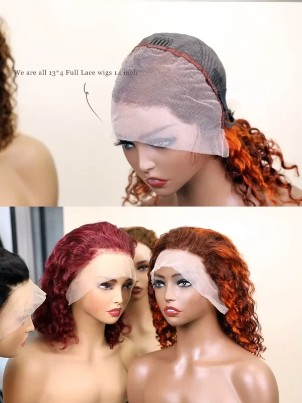 Waviii Glam – Short Bob Wig – Human Hair Burgundy Ginger Orange - Image 5