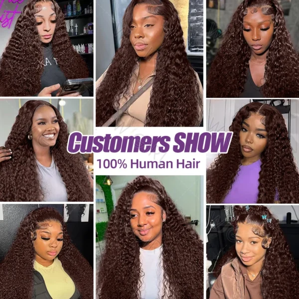 Waviii Luxe – Long Curly/Wavy Wig – Human Hair Chocolate Dark Brown - Image 5