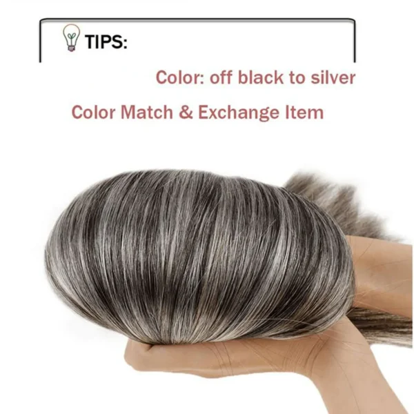 Hair Extension Real Human Hair Silver Grey Straight - Image 4