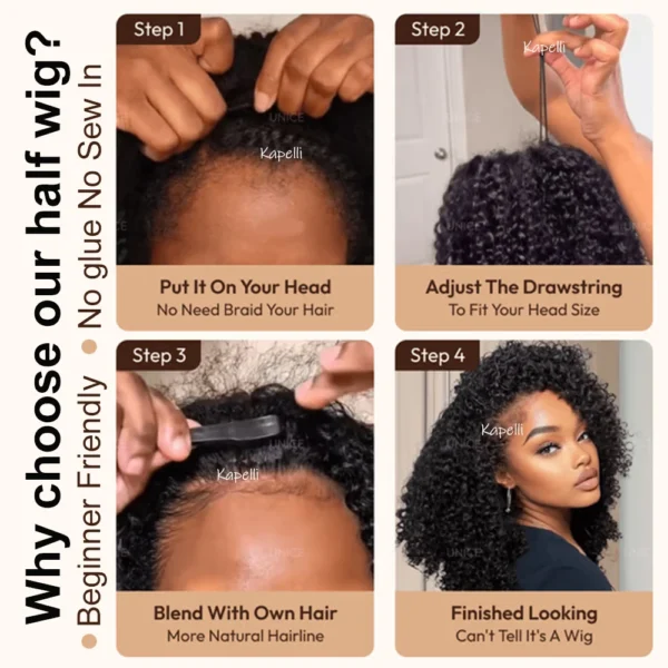 Waviii Glam – Medium Half Wig – Human Hai - Image 2