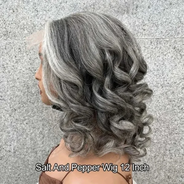 Waviii Luxe – Short Bob Wig – Human Hai Sliver Gray - Image 3