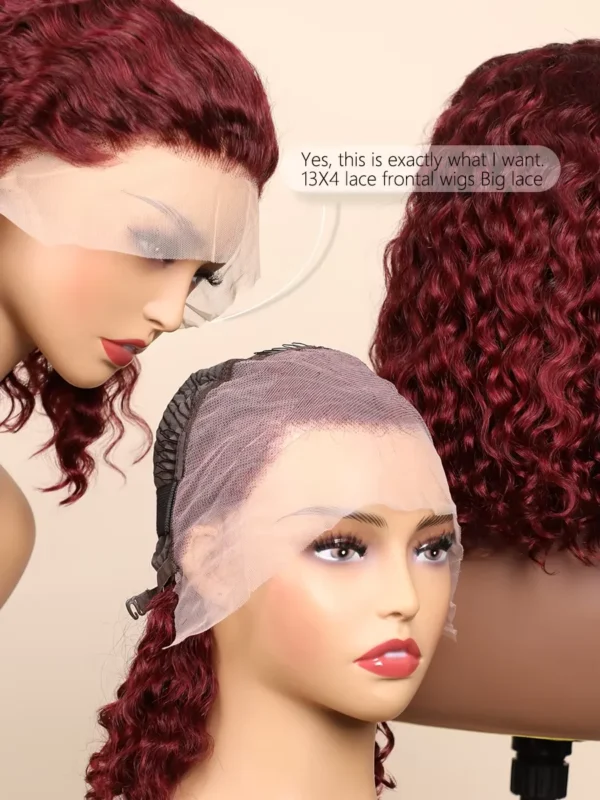Waviii Glam – Short Bob Wig – Human Hair Burgundy Ginger Orange - Image 6