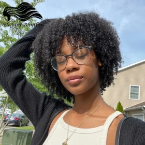 Waviii Elegance – Afro Kinky Curly Bob Wig – Human Hair