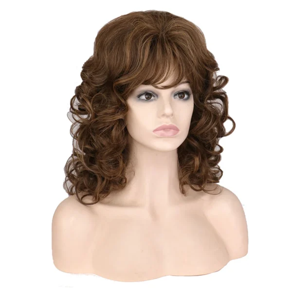 Waviii Luxe – Medium Curly Wig – Synthetic Hair Gold color 80s style - Image 2
