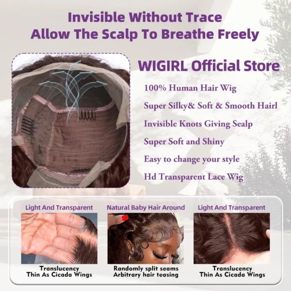 Waviii Luxe – Long Curly/Wavy Wig – Human Hair Chocolate Dark Brown - Image 6