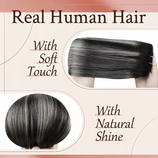 Hair Extension Real Human Hair Silver Grey Straight - Image 3