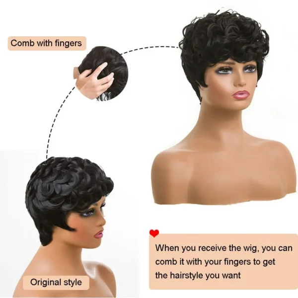 Waviii Luxe – Curly pixie Wigs Synthetic Hair 7 Colors - Image 7