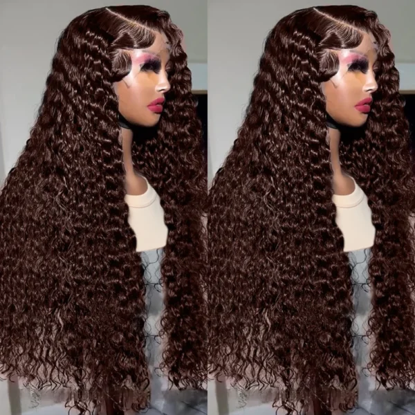 Waviii Luxe – Long Curly/Wavy Wig – Human Hair Chocolate Dark Brown - Image 2