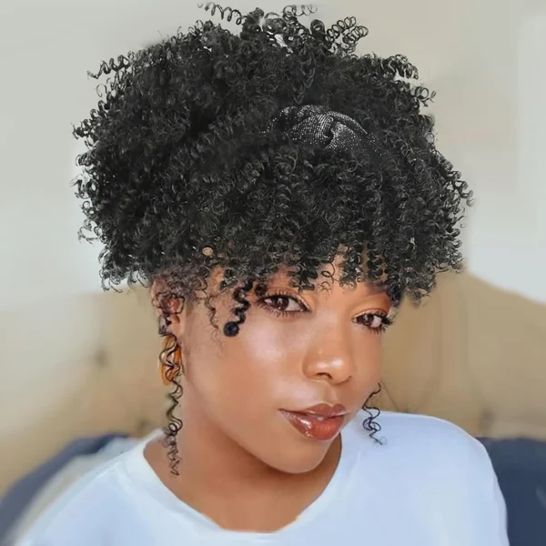 Waviii Luxe – Headband Wig – Short Human Hair with headscarf and tassel - Image 4