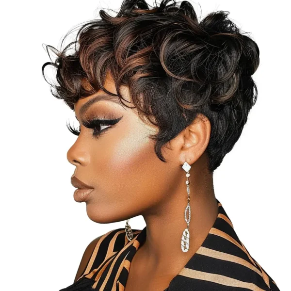 Waviii Luxe – Short Curly Wig – Synthetic Hair layered style - Image 2