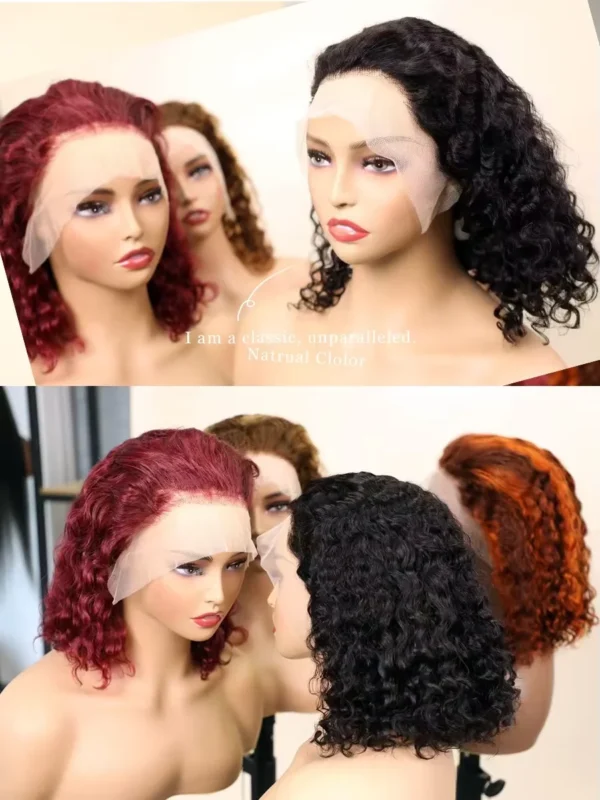 Waviii Glam – Short Bob Wig – Human Hair Burgundy Ginger Orange - Image 4