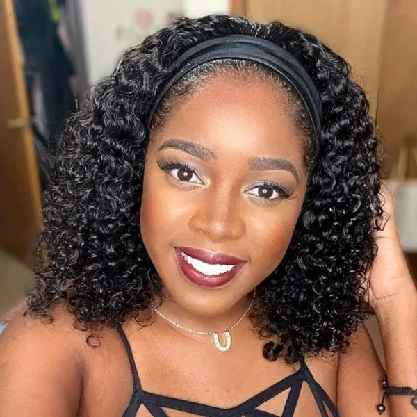 Waviii Luxe – Headband Wig – Short Human Hair Kinky Curly - Image 4